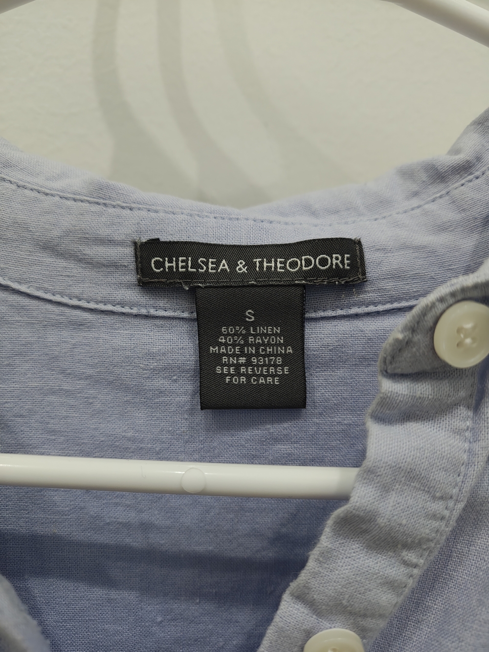 Chelsea & Theodore Light Blue Linen-Blend Button Shirt - Picture 4 of 6